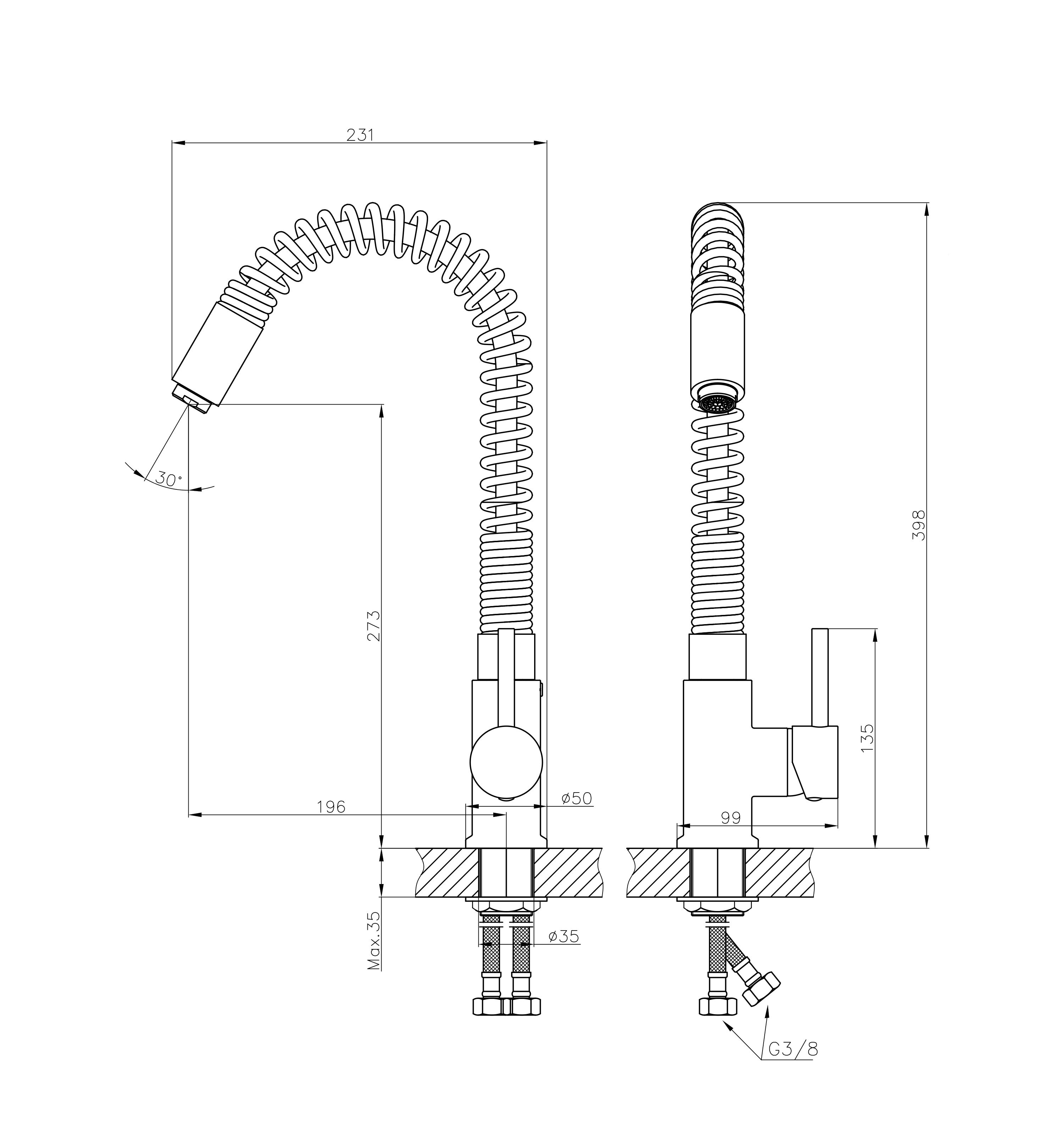 Cooke & Lewis Farin Silver Nickel effect Kitchen Side lever Tap
