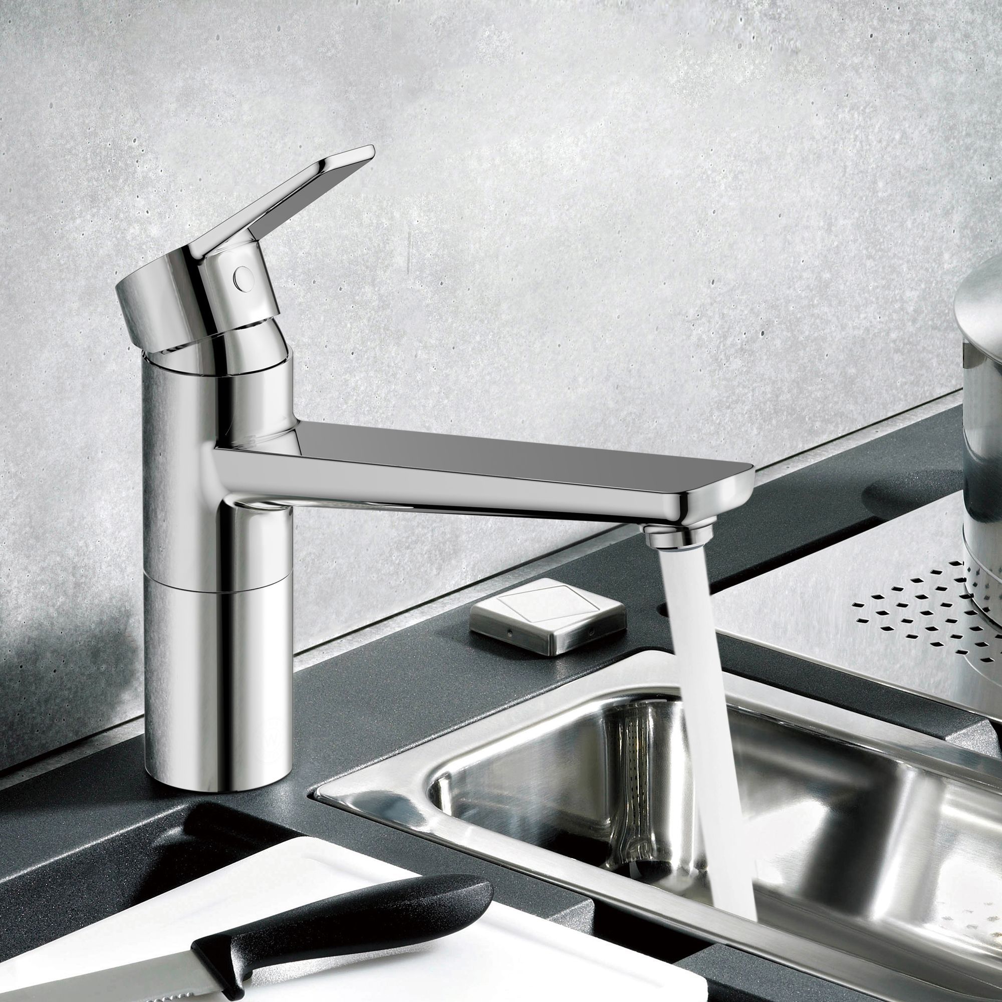 Cooke & Lewis Fontes Chrome effect Kitchen Top lever Tap