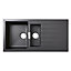Cooke & Lewis Galvani Black Composite quartz 1.5 Bowl Sink & drainer (W)500mm x (L)1000mm