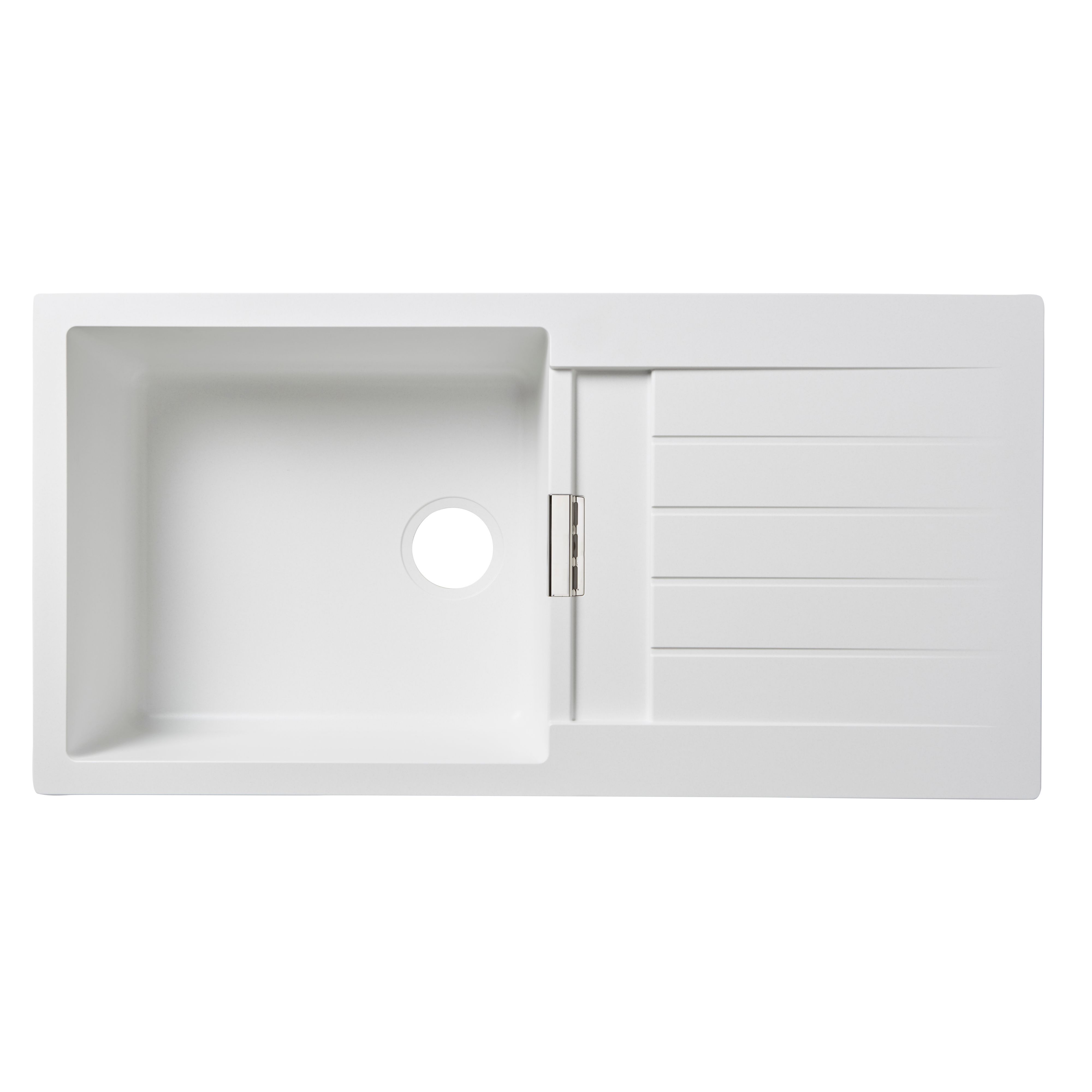 Cooke & Lewis Galvani White Granite 1 Bowl Sink & drainer (W)500mm x (L