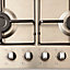 Cooke & Lewis GASUIT4 4 Burner Inox Stainless steel Hob, (W)580mm