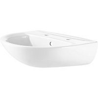 Cooke & Lewis Gava White D-shaped Wall-mounted Cloakroom Basin (W)55cm