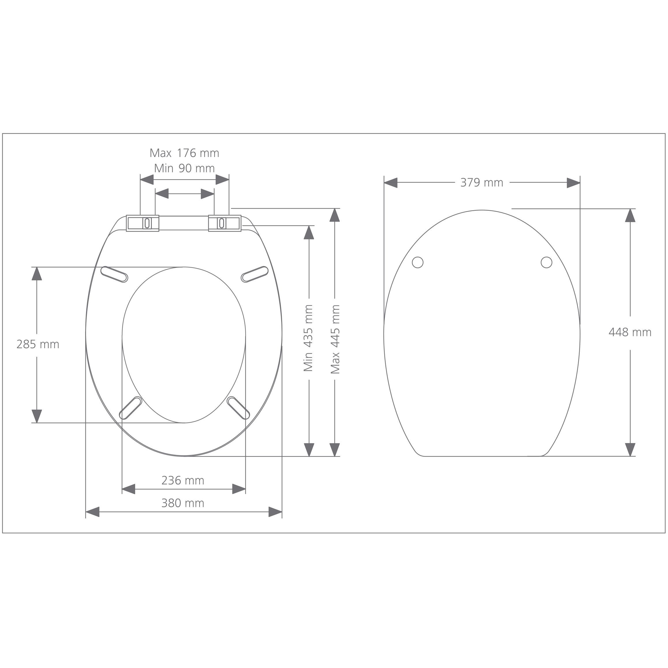 Cooke & Lewis Genoa Grey Standard Soft close Toilet seat