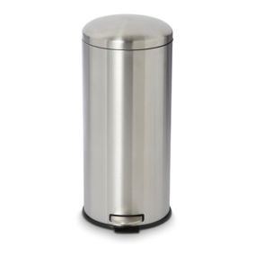 Cooke & Lewis Gerra Pedal Stainless steel Round Freestanding Kitchen Bin, 30L