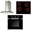 Cooke & Lewis Glass & stainless steel Single Electric Oven, hob & cooker hood pack
