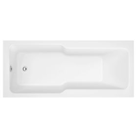 Cooke & Lewis Gloss White Acrylic Modern Rectangular Shower Bath (L)1700mm (W)750mm