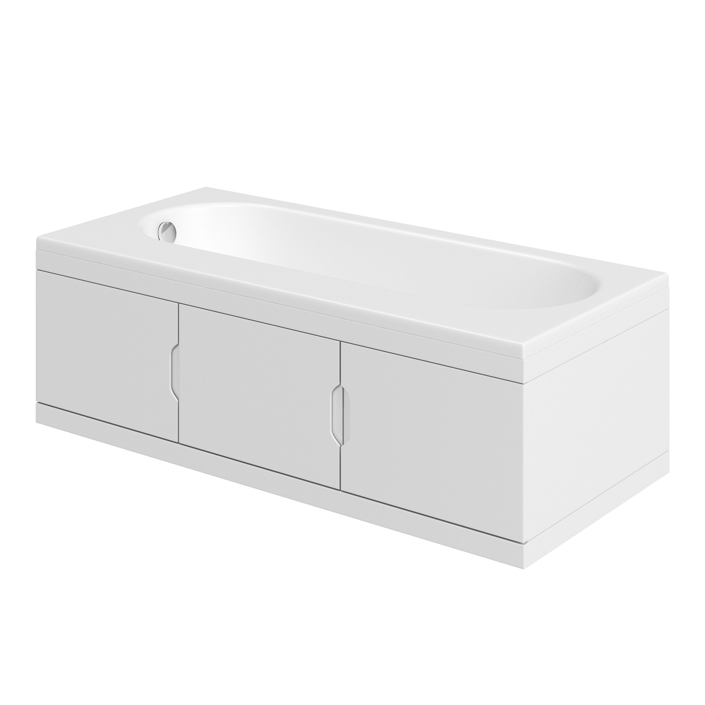 Cooke & Lewis Gloss White Left-handed Straight Bath storage unit & end panel kit | DIY at B&Q