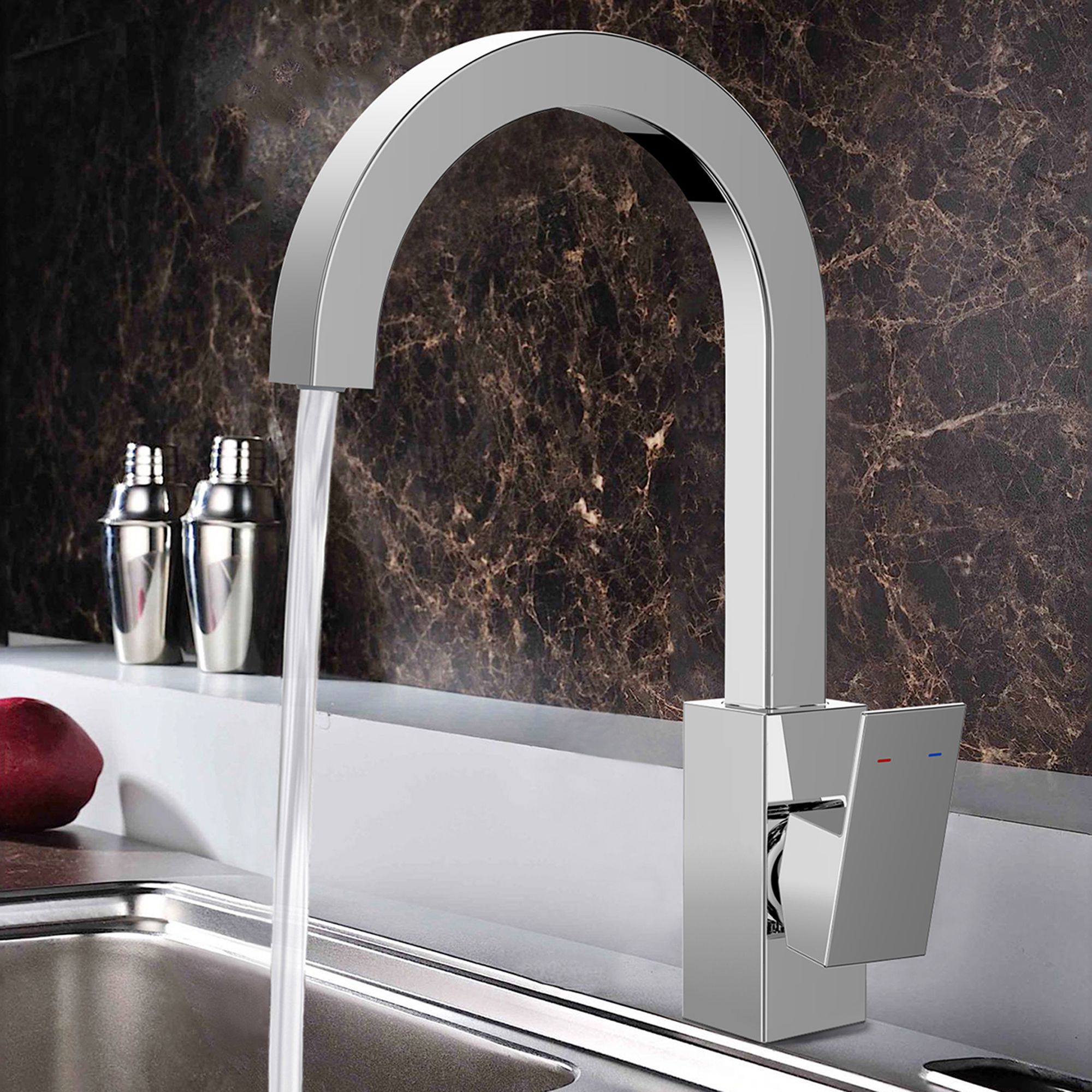 Cooke & Lewis Hannoki Chrome effect Kitchen Side lever Tap