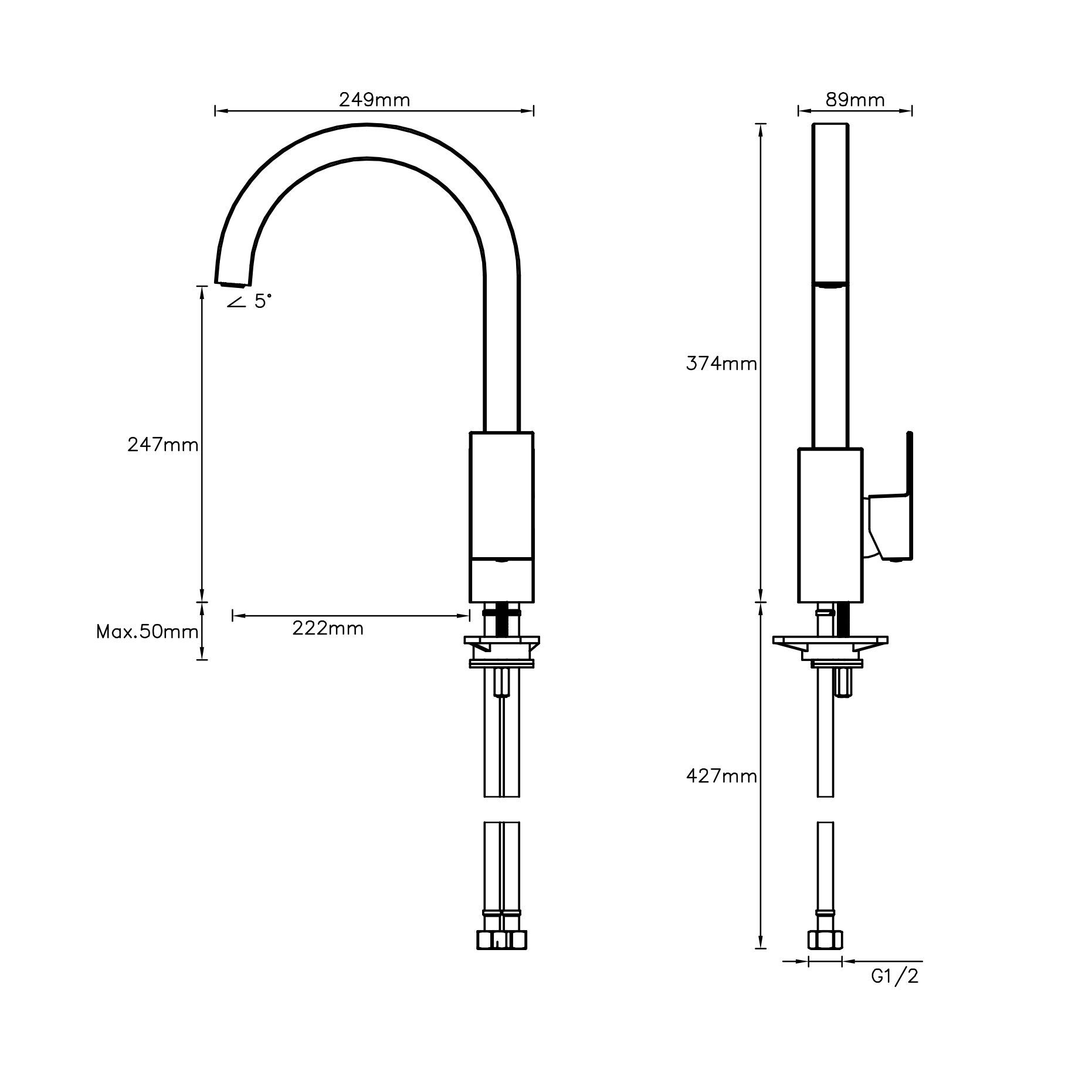 Cooke & Lewis Hannoki Chrome effect Kitchen Side lever Tap