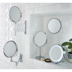 Cooke & Lewis Harlech Round Freestanding Bathroom Mirror (H)34.5cm (W)22.5cm