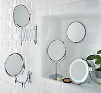 Cooke & Lewis Hayle Gris Round Wall-mounted Bathroom Mirror (H)31cm (W)22.5cm