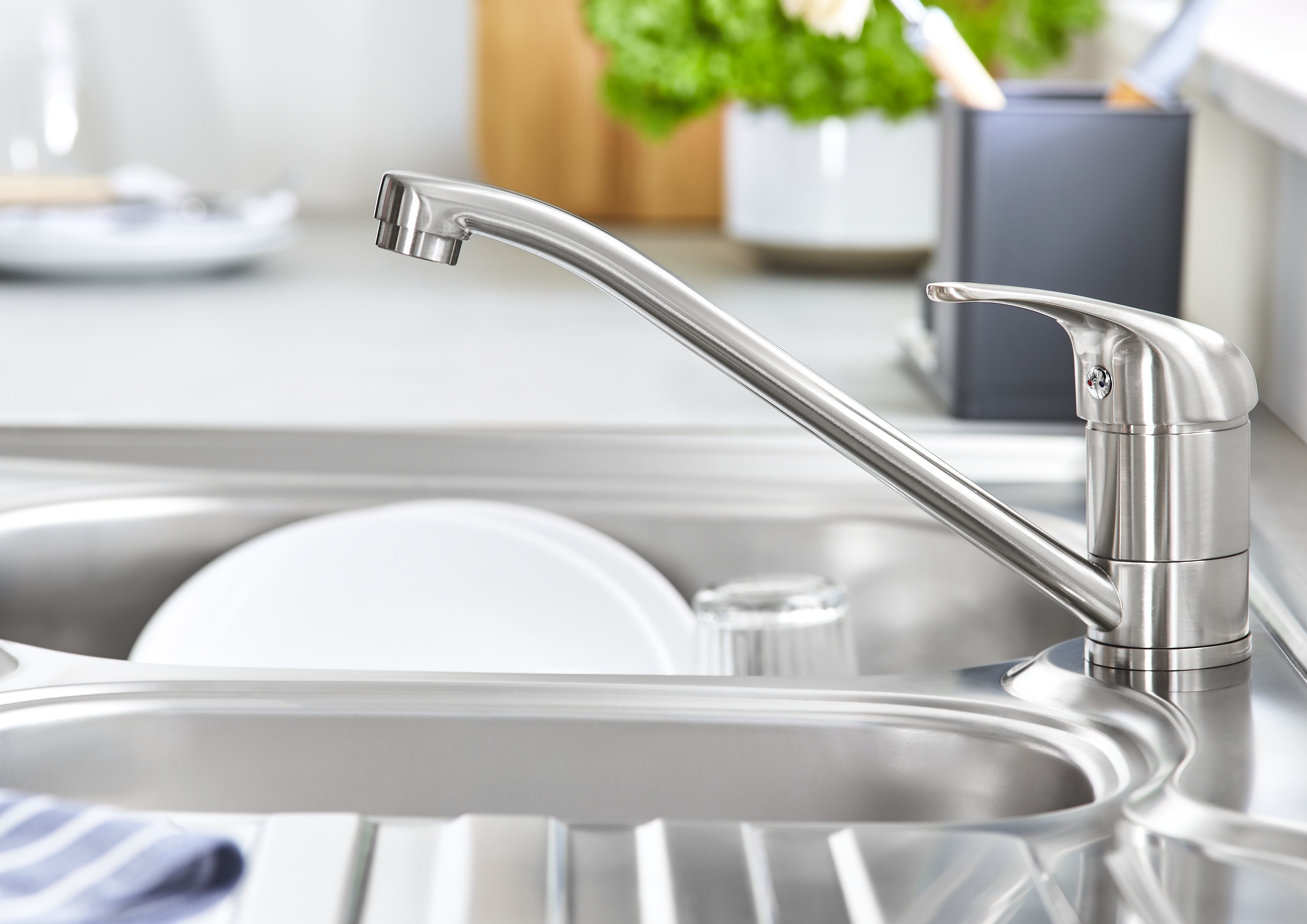Cooke & Lewis Hebbe Nickel effect Kitchen Monobloc Tap
