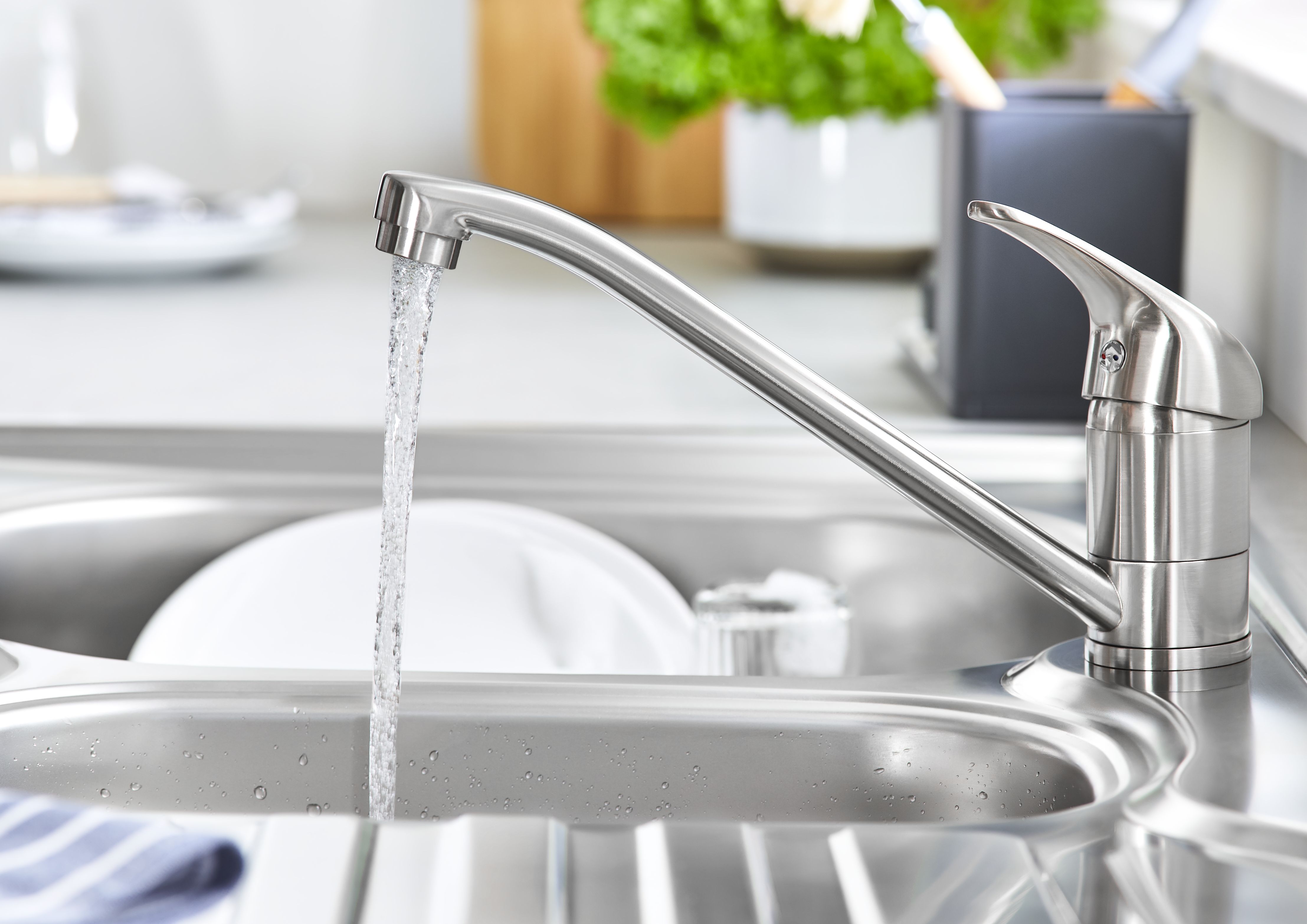 Cooke & Lewis Hebbe Nickel effect Kitchen Monobloc Tap
