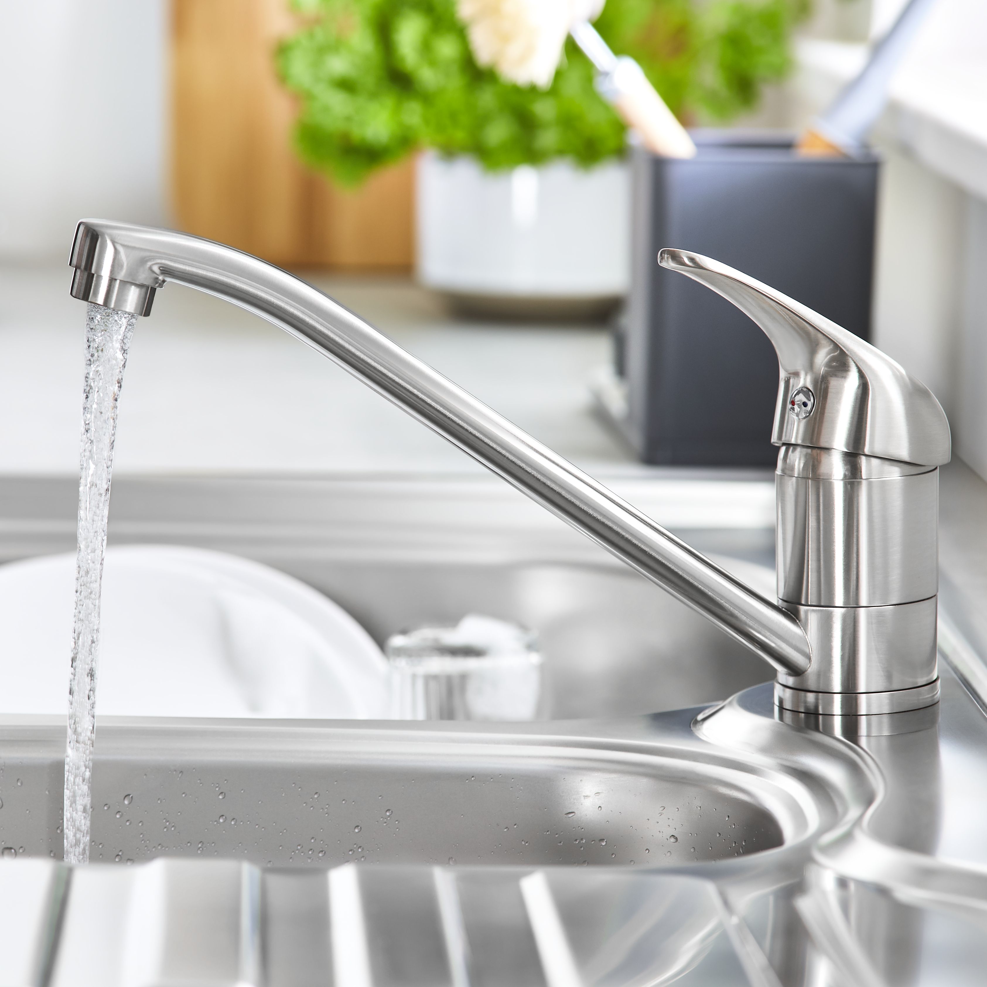 Cooke & Lewis Hebbe Nickel effect Kitchen Monobloc Tap