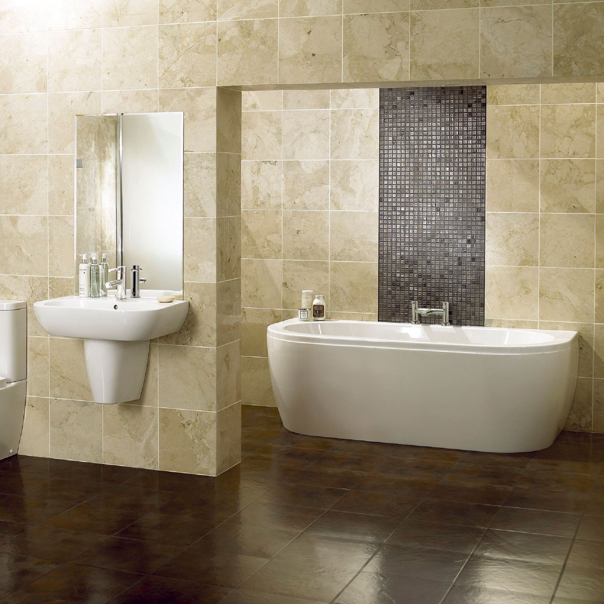 Cooke & Lewis Helena Gloss White Curved Bath & panel set (L)1700mm