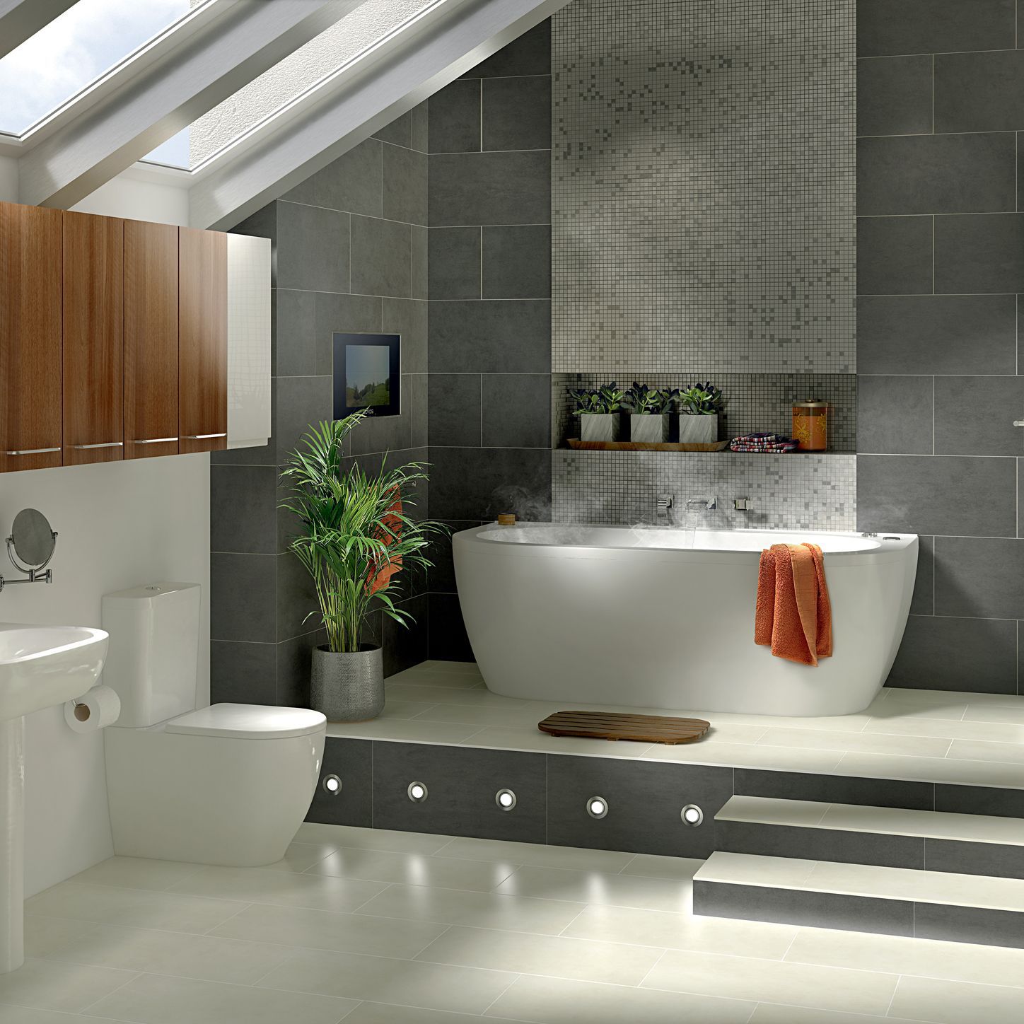 Cooke & Lewis Helena White Acrylic Oval Curved Bath (L)1700mm (W)800mm