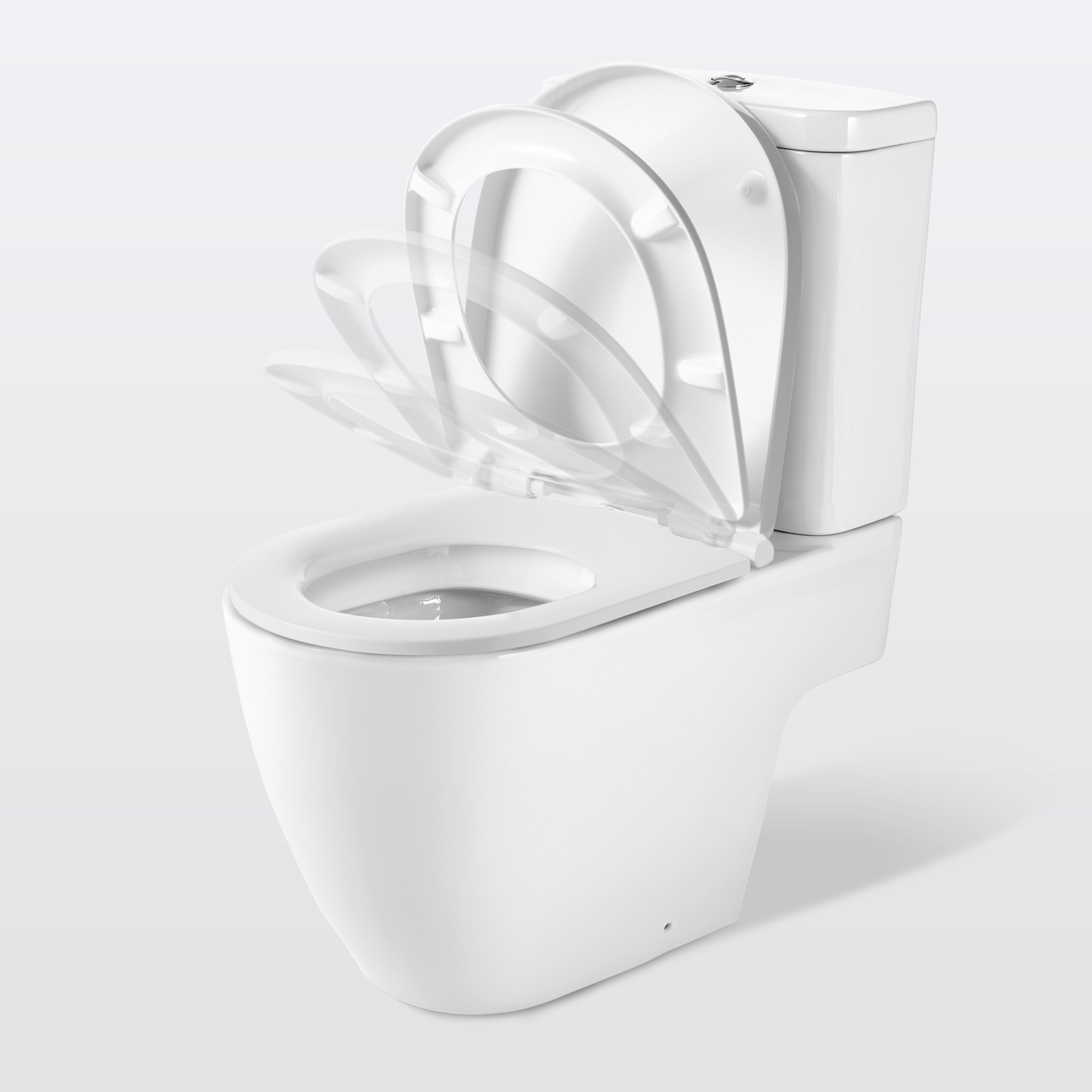Cooke & Lewis Helena White Open back Close coupled Toilet with Soft close seat