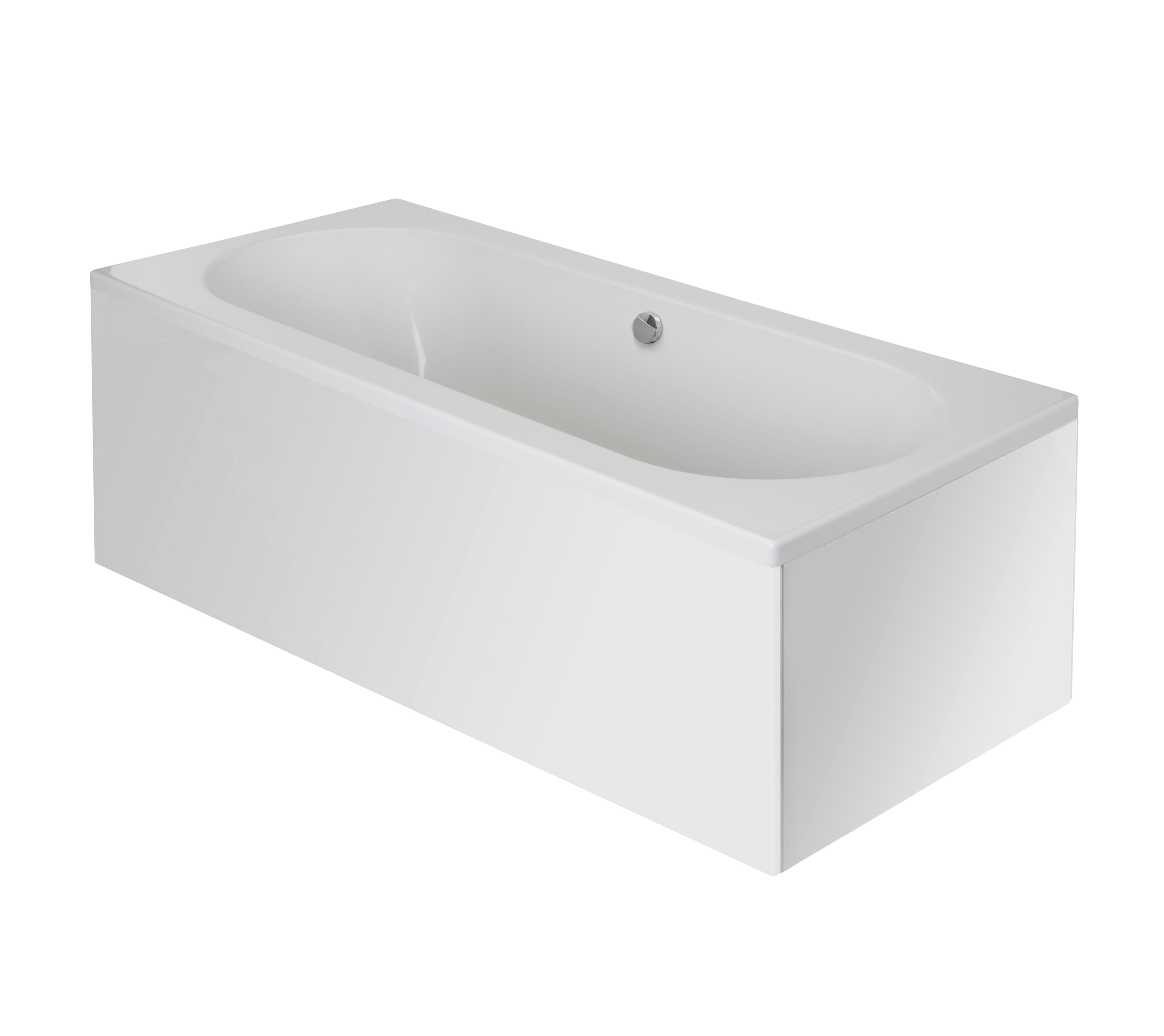 Cooke & Lewis Helena White Oval Curved Bath, panel & wellness system set (L)1700mm