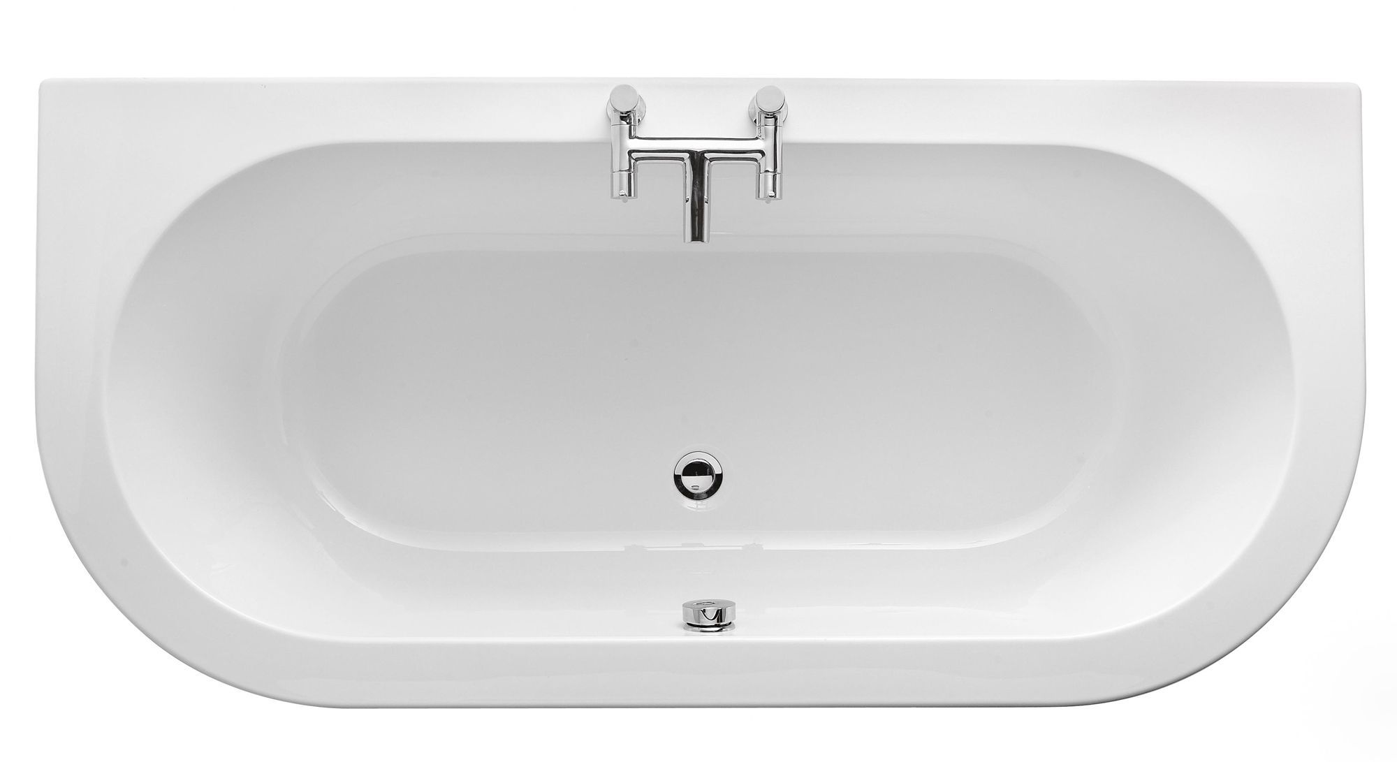 Cooke & Lewis Helena White Oval Curved Bath with 0 Tap holes (L)170cm (W)80cm