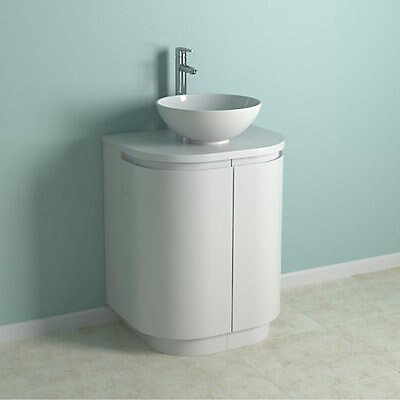 High Gloss White Curved Vanity Unit, Curved Bathroom Sink Vanity Unit