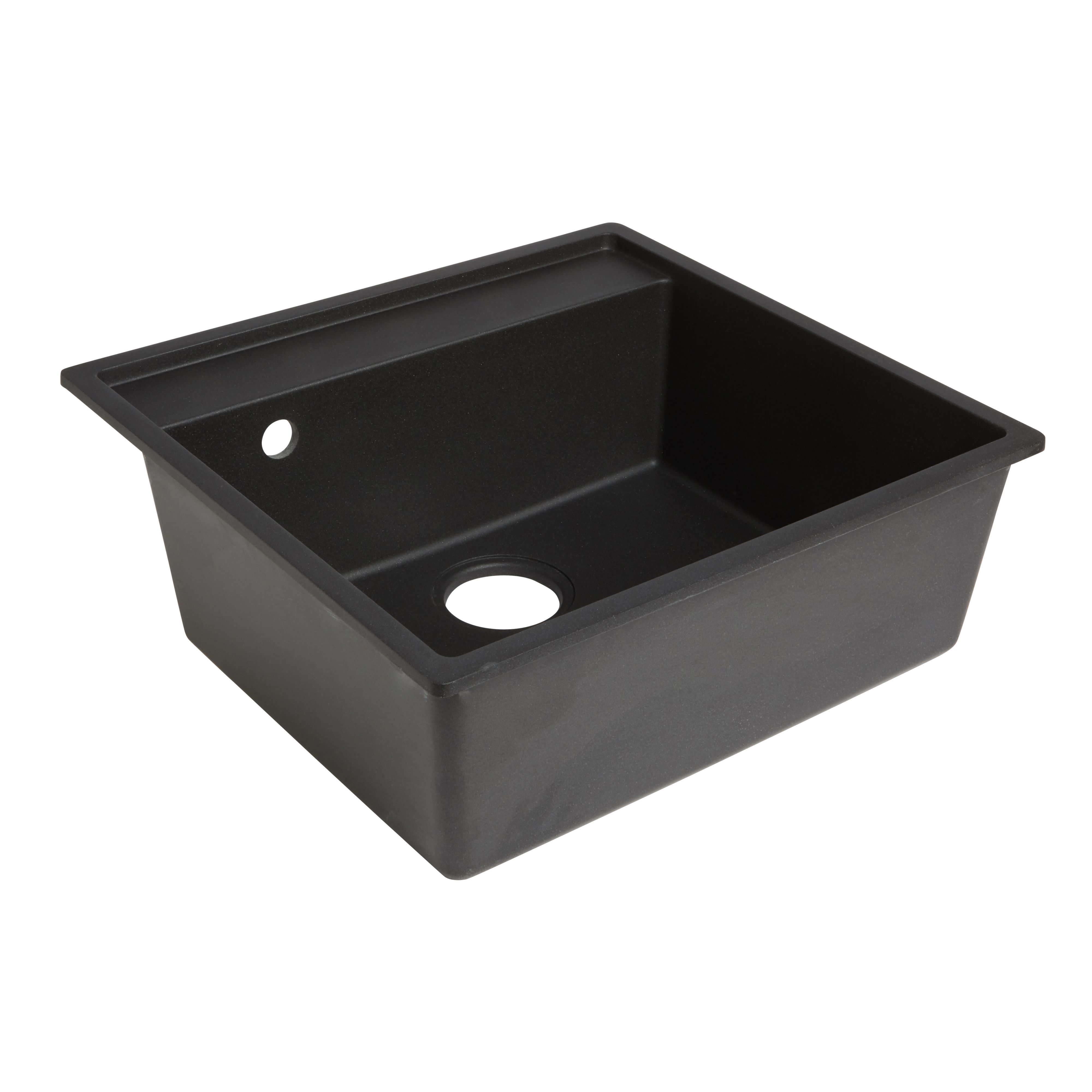 Cooke & Lewis Hirase Black Composite quartz 1 Bowl Composite sink 500mm x 530mm