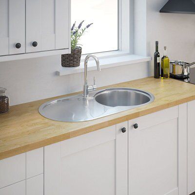 Cooke & Lewis Inox Stainless steel 1 Bowl Sink 480mm x 900mm