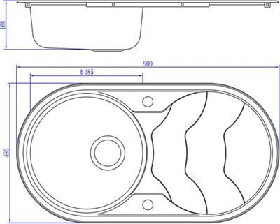 Cooke & Lewis Inox Stainless steel 1 Bowl Sink 480mm x 900mm