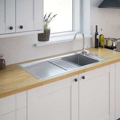 Cooke & Lewis Inox Stainless steel 1 Bowl Sink 500mm x 1000mm