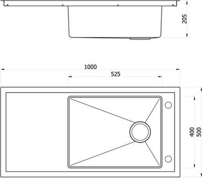 Cooke & Lewis Inox Stainless steel 1 Bowl Sink 500mm x 1000mm