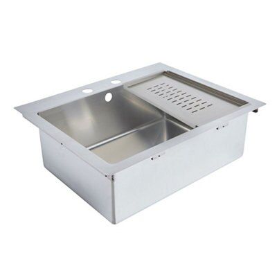 Cooke & Lewis Inox Stainless steel 1 Bowl Sink 500mm x 620mm