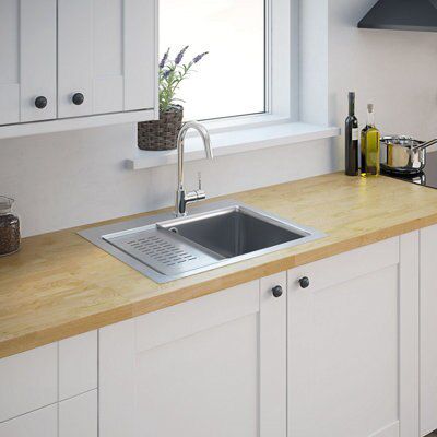 Cooke & Lewis Inox Stainless steel 1 Bowl Sink 500mm x 620mm