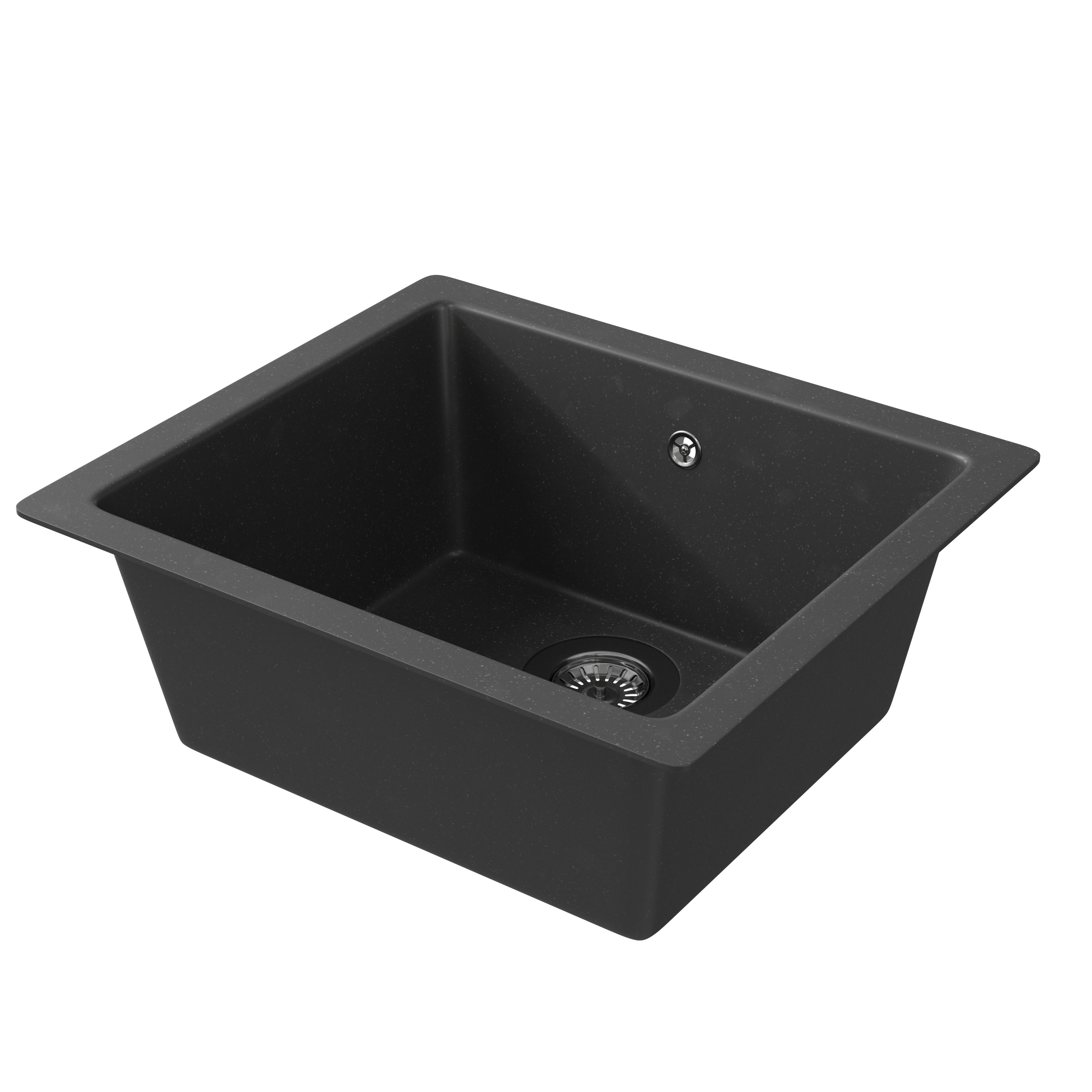 Cooke & Lewis Ising Black Resin 1 Bowl Kitchen sink 335mm x 500mm