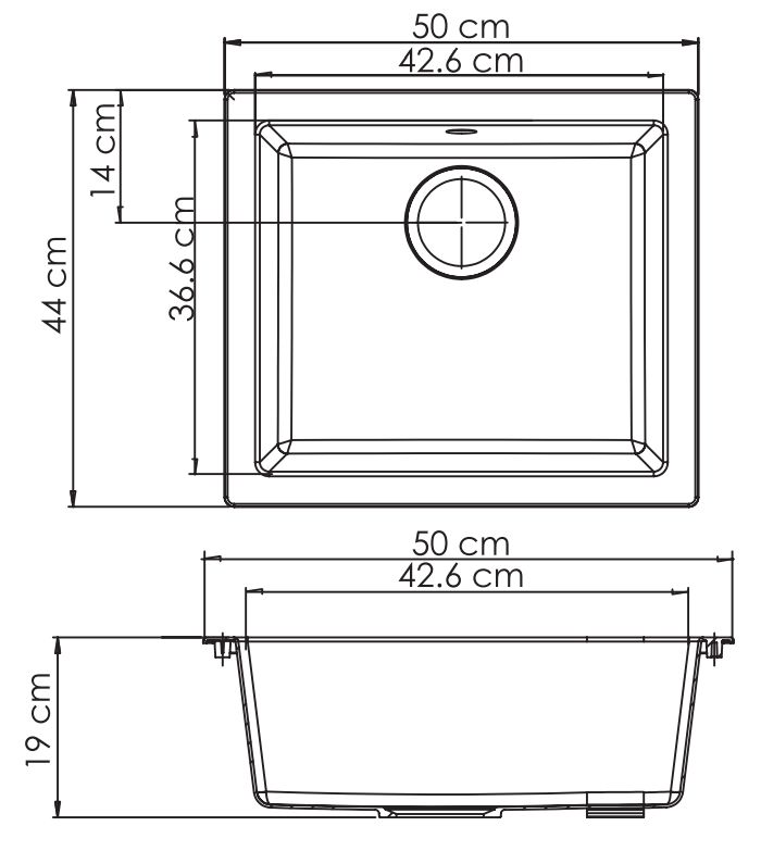 Cooke & Lewis Ising Black Resin 1 Bowl Kitchen sink 335mm x 500mm
