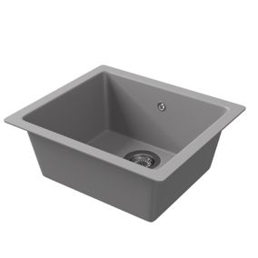 Cooke & Lewis Ising Grey Resin Rectangular 1 Bowl Composite sink (W)500mm