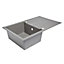 Cooke & Lewis Ising Polished Grey Composite resin 1 Bowl Sink & drainer 500mm x 800mm