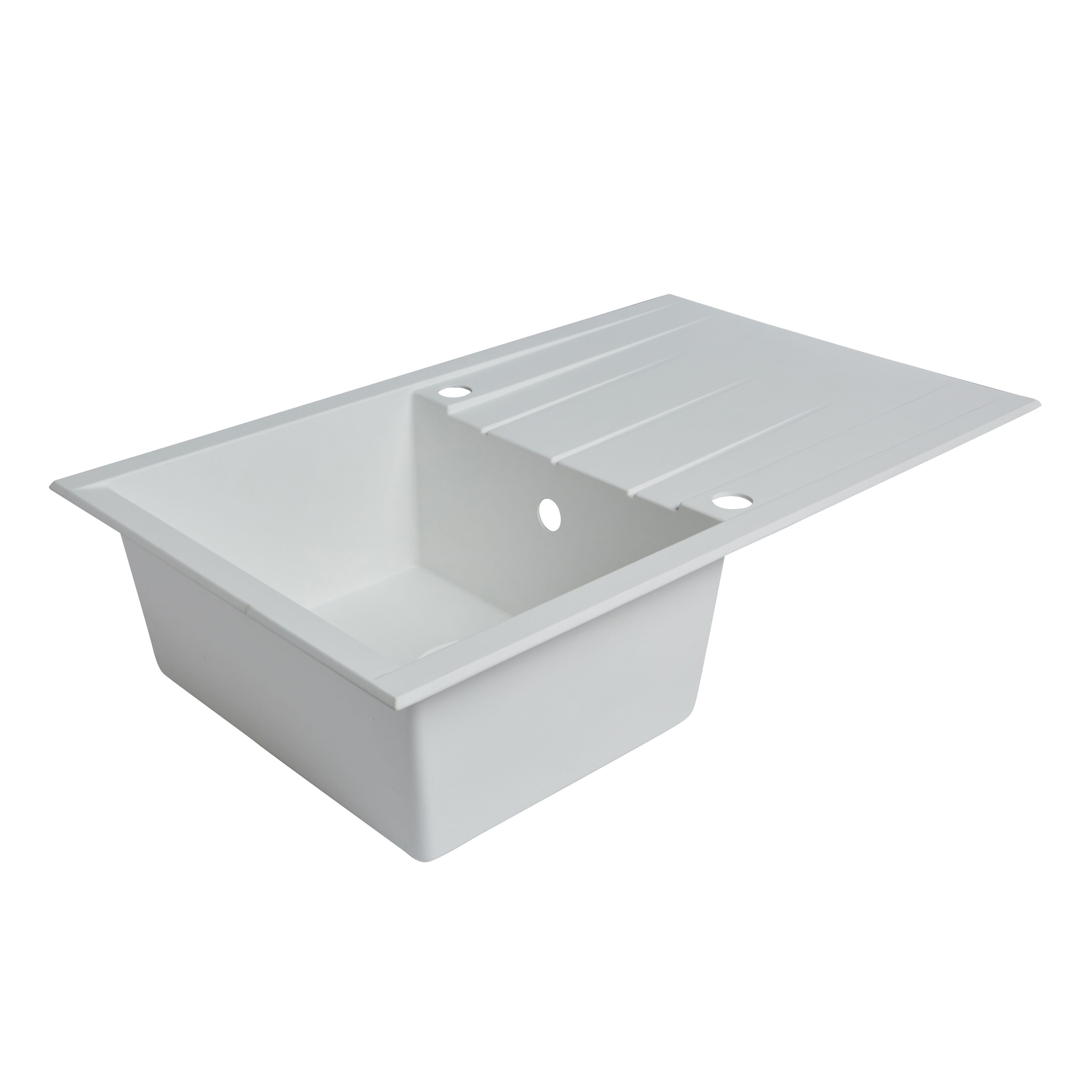 Cooke & Lewis Ising White Resin 1 Bowl Sink & drainer (W)500mm x (L ...