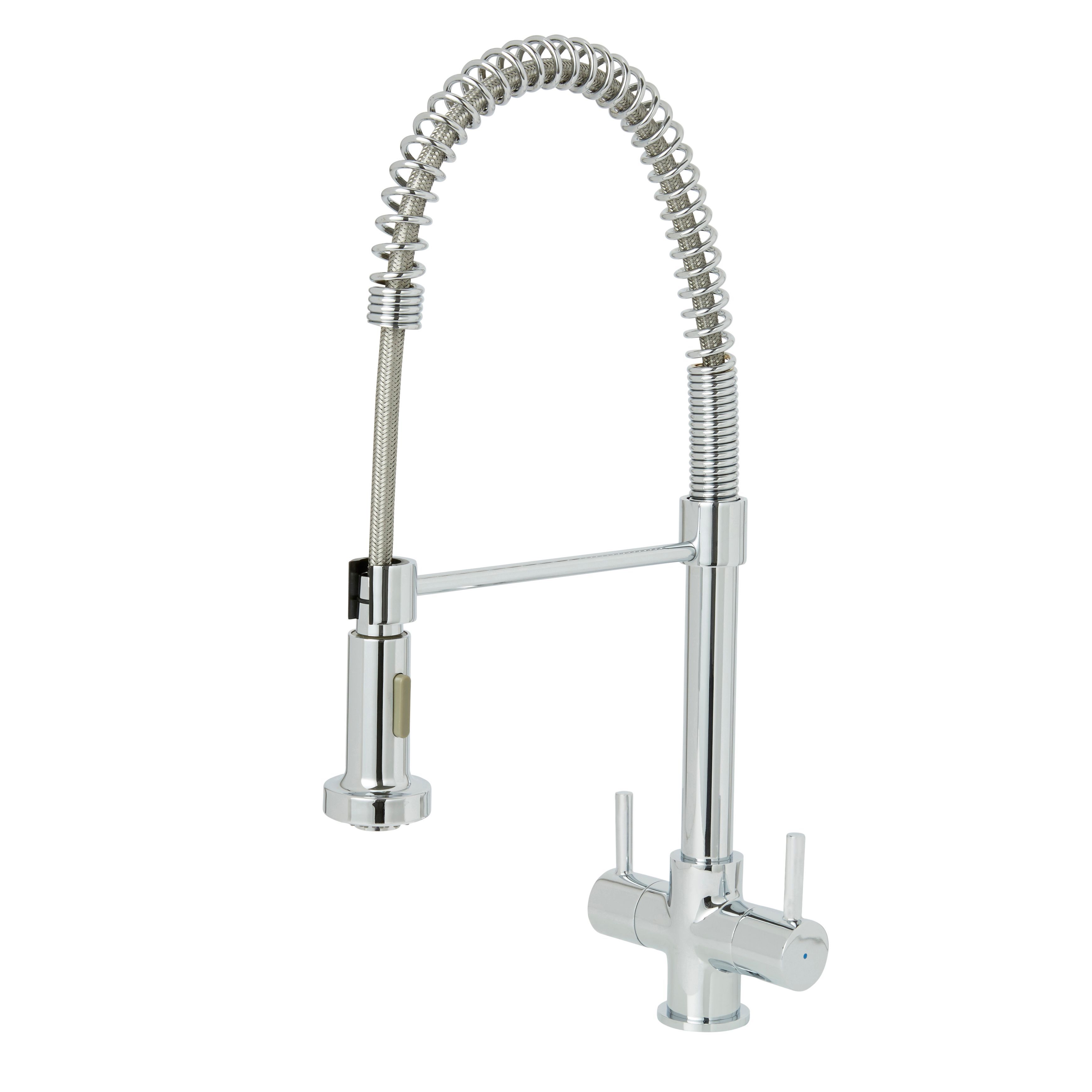 Cooke & Lewis Ithaca Chrome Effect Kitchen Twin Lever Tap | DIY At B&Q