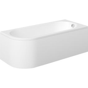 Cooke & Lewis J-Curved White Oval Right-handed Curved Bath with 0 Tap holes (L)169.5cm (W)74.5cm