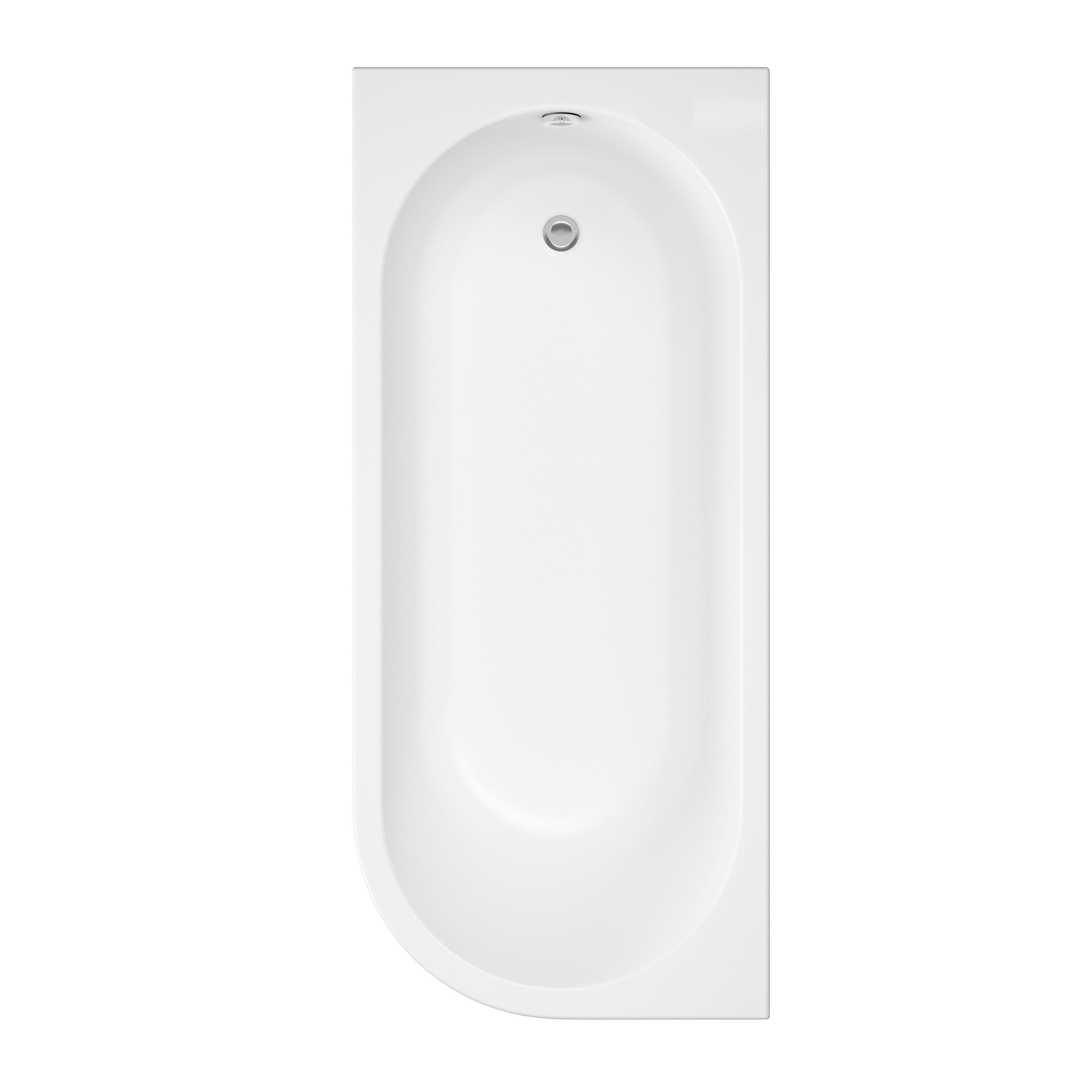 Cooke & Lewis J-Shaped Oval Left-handed Curved Bath with 0 Tap holes (L)170cm (W)75cm