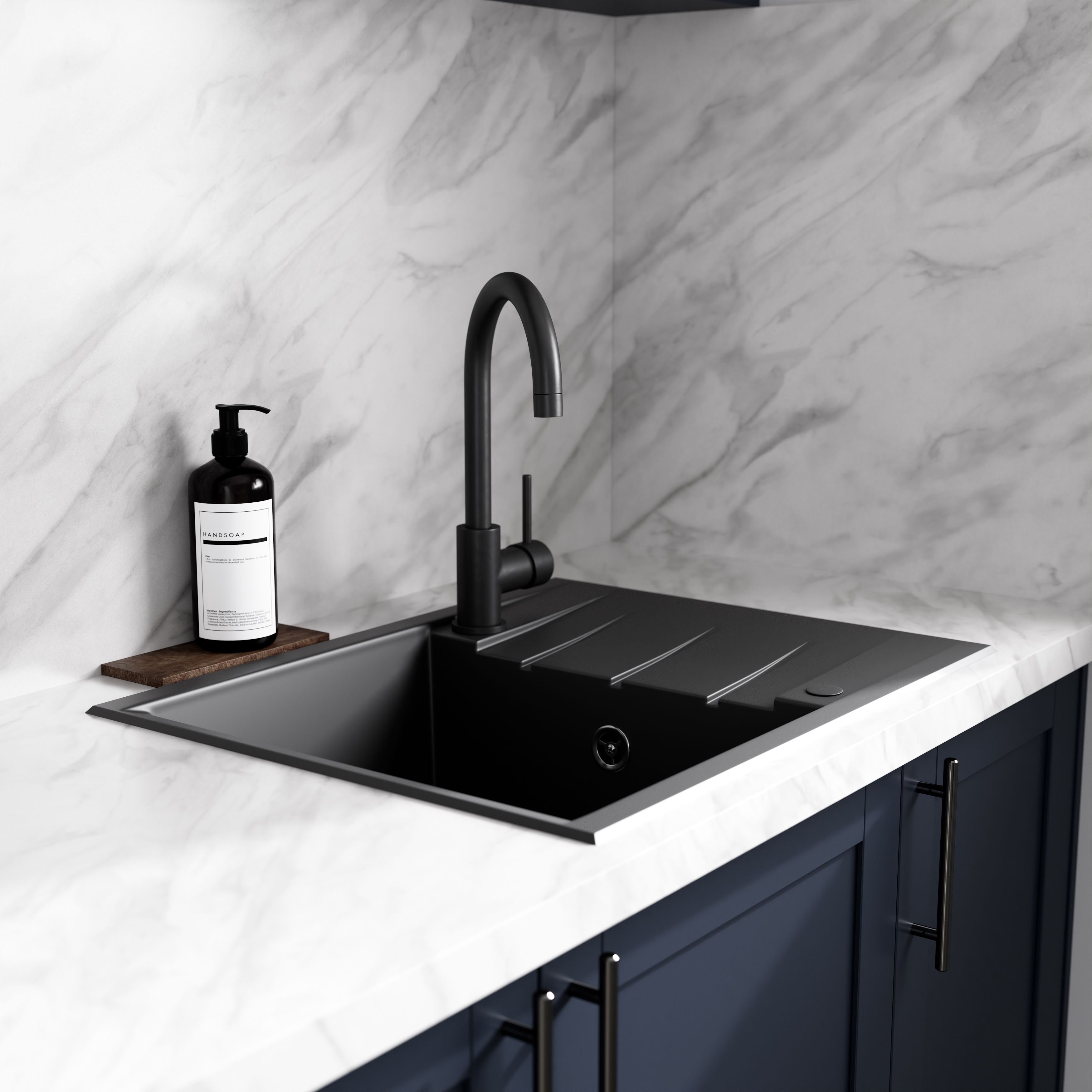 Cooke & Lewis Katiki Matt Black Kitchen Pin side lever Tap