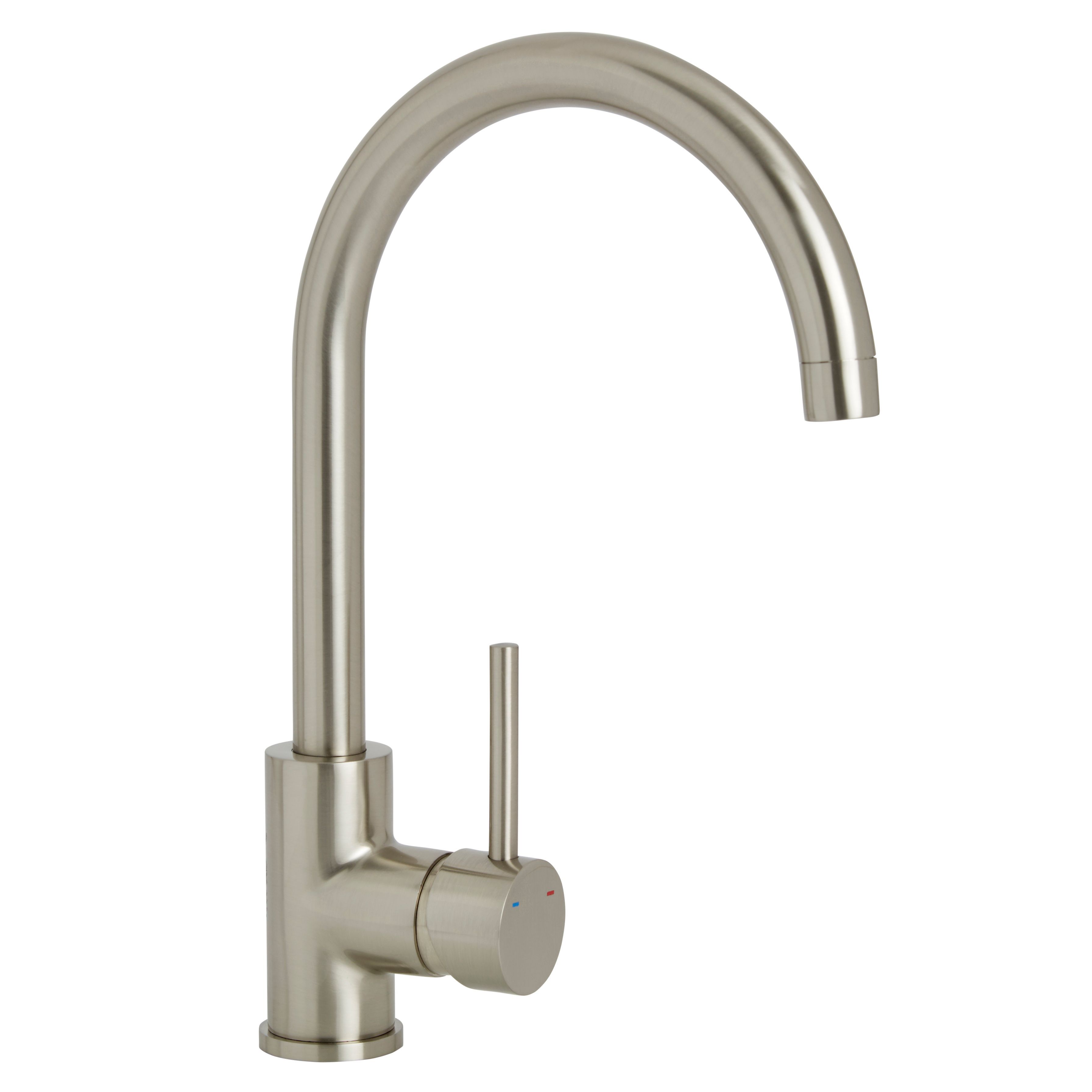 Cooke & Lewis Katiki Nickel effect Kitchen Pin side lever Tap