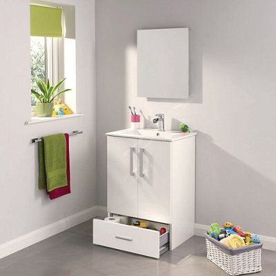 Cooke & Lewis Kiddie Step Gloss White Vanity unit & basin set (W)610mm (H)870mm