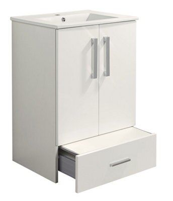 Cooke & Lewis Kiddie Step Gloss White Vanity unit & basin set (W)610mm (H)870mm