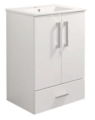 Cooke & Lewis Kiddie Step Gloss White Vanity unit & basin set (W)610mm (H)870mm