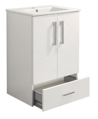 Cooke & Lewis Kiddie Step Gloss White Vanity unit & basin set (W)610mm (H)870mm