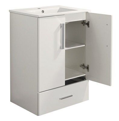 Cooke & Lewis Kiddie Step Gloss White Vanity unit & basin set (W)610mm (H)870mm