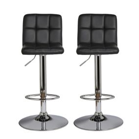 Cooke & Lewis Lagan Black Adjustable Swivel Padded Bar stool, Pack of 2