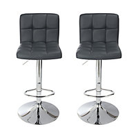 Cooke & Lewis Lagan Dark grey Adjustable Swivel Bar stool, Pack of 2