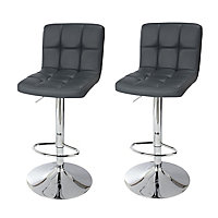 Cooke & Lewis Lagan Dark grey Adjustable Swivel Bar stool, Pair of 2