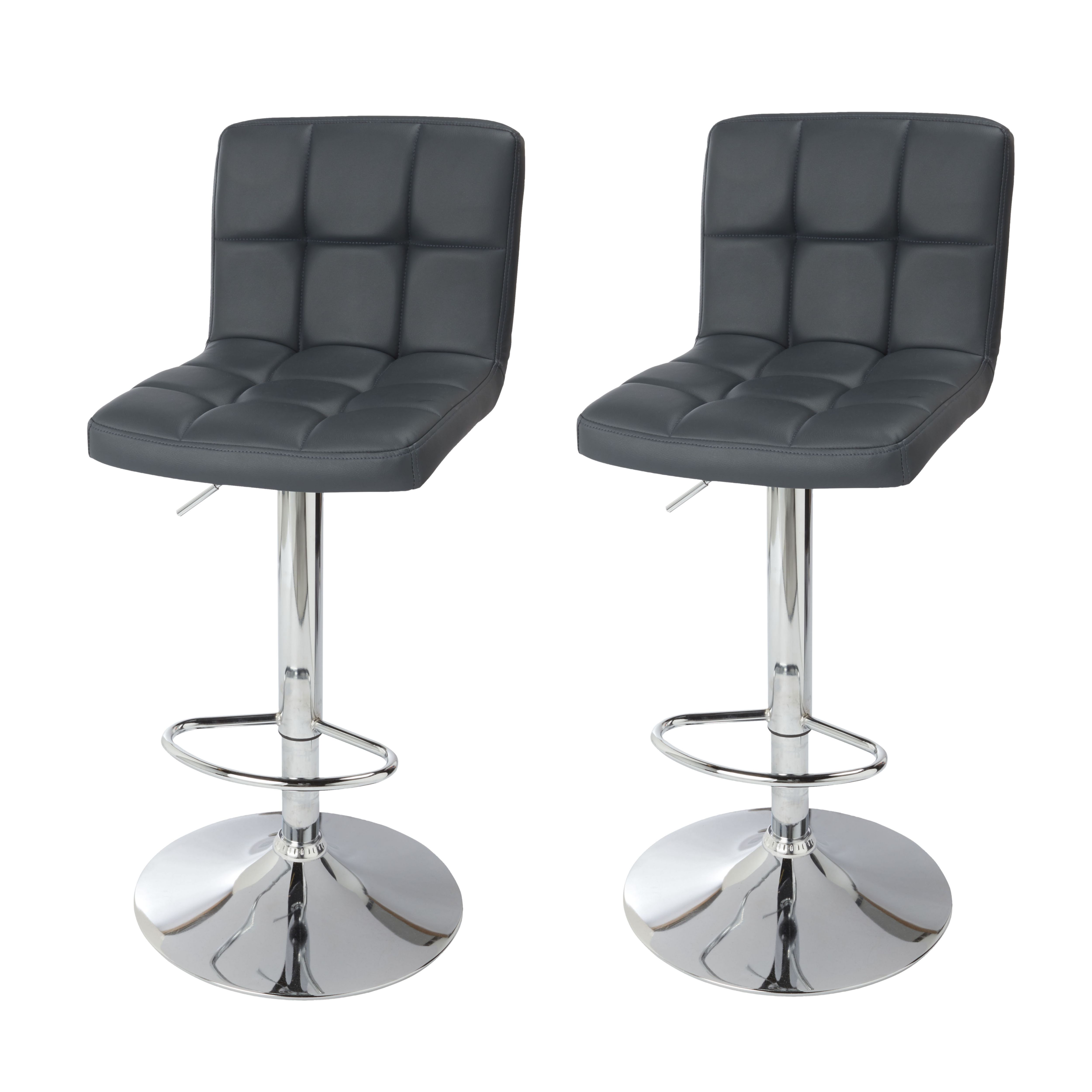 Cooke Lewis Lagan Dark grey Adjustable Swivel Padded Bar stool Pack of 2